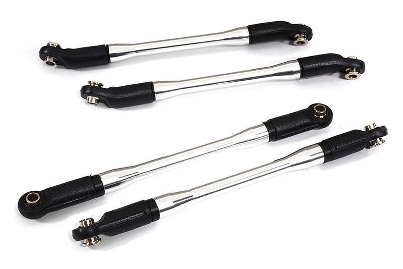 C29783SILVER Rear Upper and Lower Suspension Links(4) w/ Rod Ends for Axial 1/10 SCX10 II 6X6 - Image 1