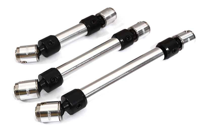C29788SILVER Machined Alloy Center Drive (3) Shafts for Axial 1/10 SCX10 II 6X6 - Silver - Image 1