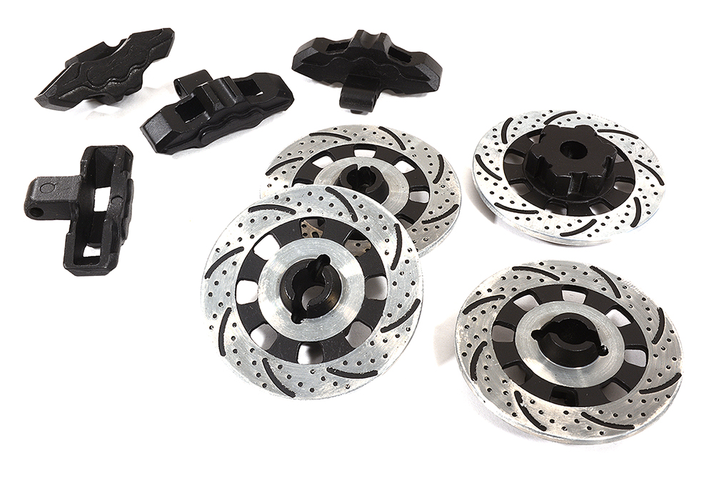 C29871BLACK Realistic Scale Alloy Brake Disc Set for Traxxas 1/7 Unlimited Desert Racer 8569 - Image 1