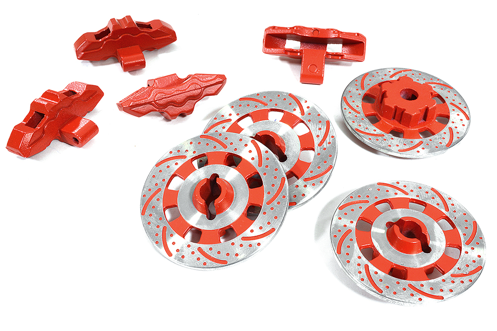 C29871RED Realistic Scale Alloy Brake Disc Set for Traxxas 1/7 Unlimited Desert Racer 8569 - Image 1