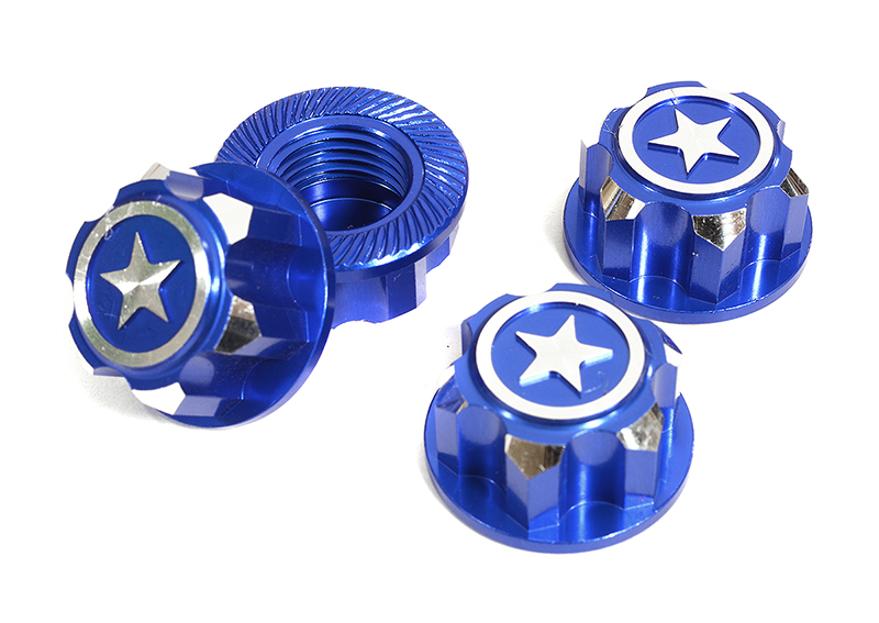 C29956BLUE Billet Machined 17mm Hex Wheel Nuts (4) for Traxxas 1/10 & 1/8 Scale - Image 1