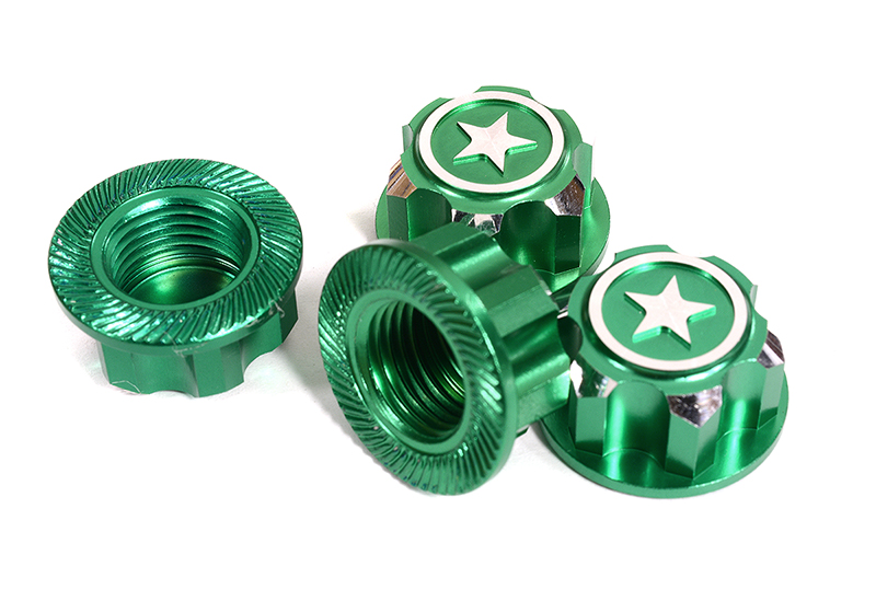 C29956GREEN Billet Machined 17mm Hex Wheel Nuts (4) for Traxxas 1/10 & 1/8 Scale - Image 1