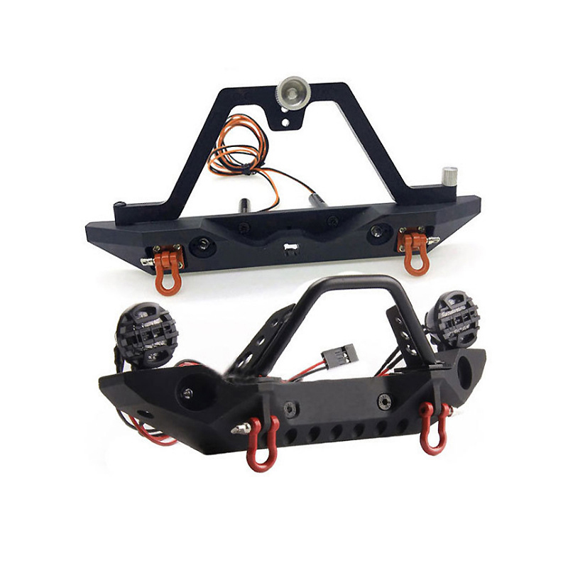 C29967 Realistic 1/10 Front & Rear Bumper w/ LED Lights for Traxxas TRX-4 & SCX-10 - Image 1