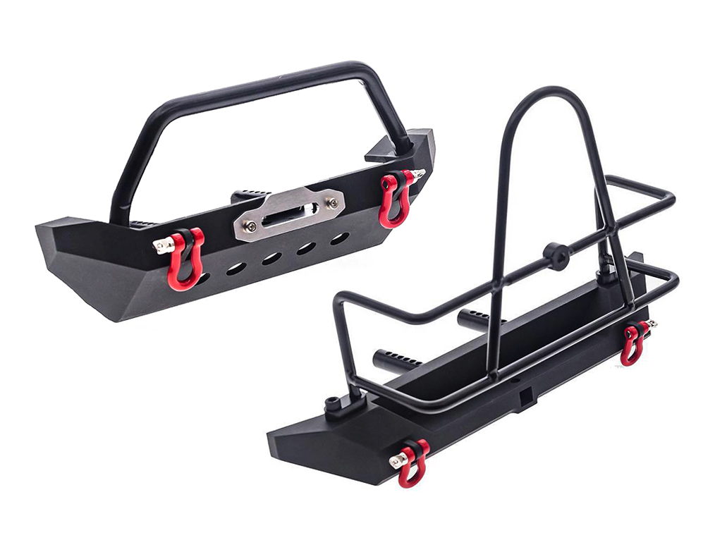 C29968 Realistic 1/10 Front & Rear Bumper w/ Spare Tire Mount for Traxxas TRX-4, SCX-10 - Image 1