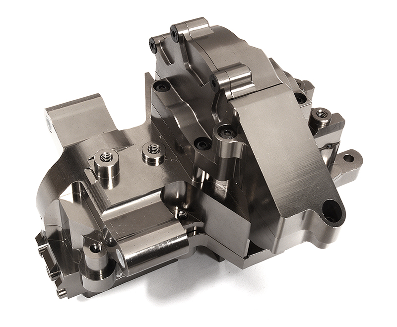 C29994GREY Grey Billet Machined Rear Bulkhead & Gear Covers for Traxxas 1/10 Maxx 4S 8928 - Image 1