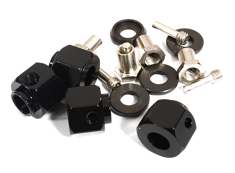 C30009BLACK 12mm Hex Wheel (4) Hub Alloy 10mm Thick for Traxxas TRX-4 Scale & Trail Crawler - Image 1