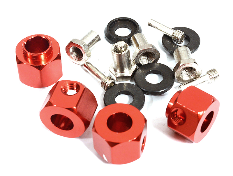 C30010RED 12mm Hex Wheel (4) Hub Alloy 11mm Thick for Traxxas TRX-4 Scale & Trail Crawler - Image 1