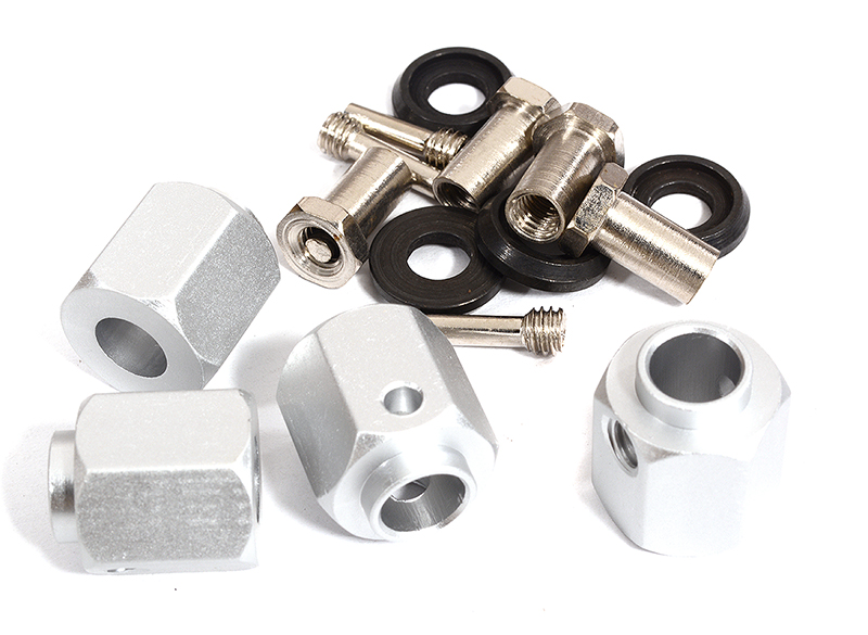 C30012SILVER 12mm Hex Wheel (4) Hub Alloy 13mm Thick for Traxxas TRX-4 Scale & Trail Crawler - Image 1