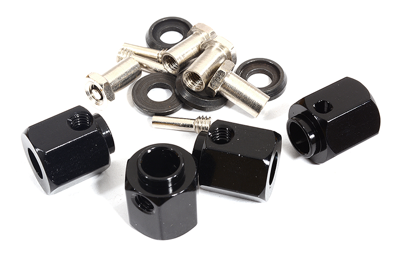 C30013BLACK 12mm Hex Wheel (4) Hub Alloy 14mm Thick for Traxxas TRX-4 Scale & Trail Crawler - Image 1