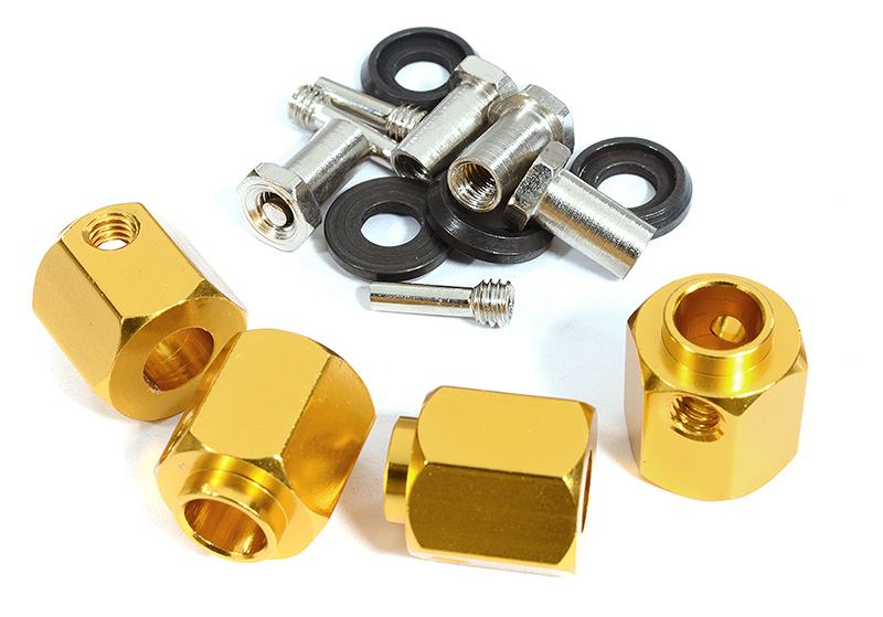 C30013GOLD 12mm Hex Wheel (4) Hub Alloy 14mm Thick for Traxxas TRX-4 Scale & Trail Crawler - Image 1