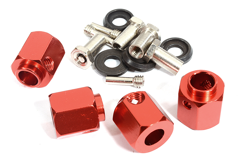 C30013RED 12mm Hex Wheel (4) Hub Alloy 14mm Thick for Traxxas TRX-4 Scale & Trail Crawler - Image 1