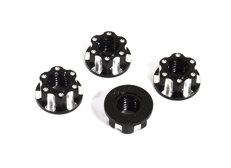 C30044BLACK Realistic Billet Machined M4 Size Wheel Nuts for 1/10 Scale RC - Image 1