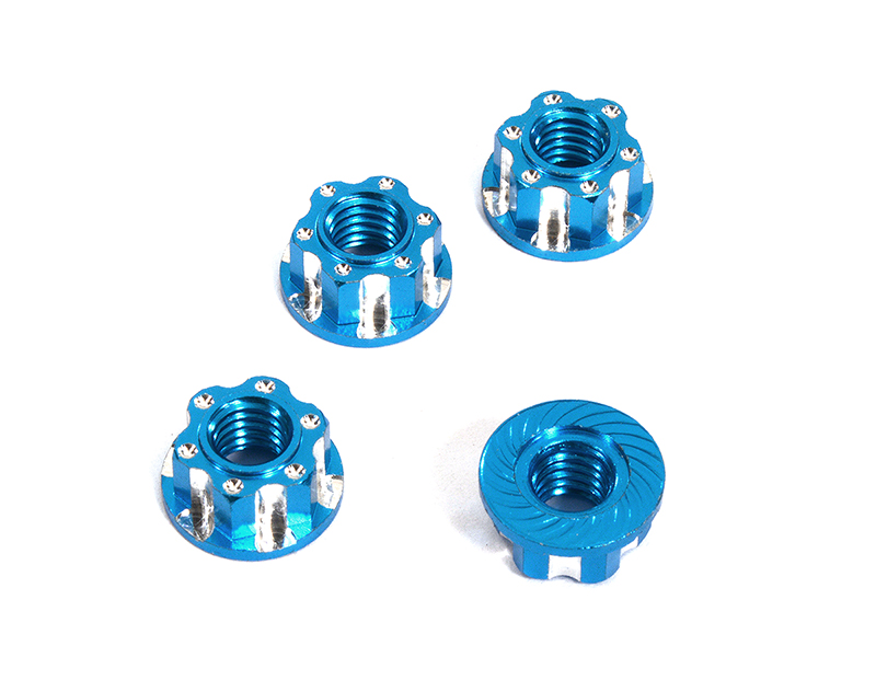 C30044LIGHTBLUE Realistic Billet Machined M4 Size Wheel Nuts for 1/10 Scale RC - Image 1