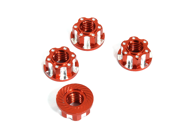 C30044RED Realistic Billet Machined M4 Size Wheel Nuts for 1/10 Scale RC - Image 1