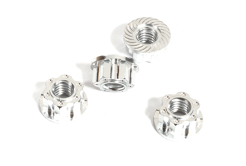 C30044SILVER Realistic Billet Machined M4 Size Wheel Nuts for 1/10 Scale RC - Image 1