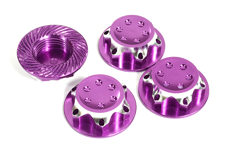 C30045PURPLE Billet Machined 17mm Hex Wheel Nuts for Most 1/8 Buggy, Truggy, SC & Mon. Truck - Image 1