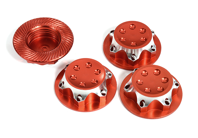 C30045RED Billet Machined 17mm Hex Wheel Nuts for Most 1/8 Buggy, Truggy, SC & Mon. Truck - Image 1