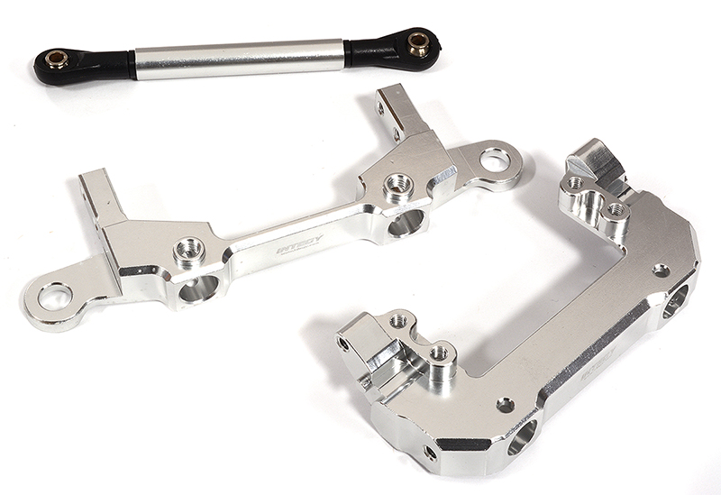 C30058SILVER Machined F&R Bumper Mounts w/ Steering Servo Mount & Linkage for Axial SCX10 III - Image 1