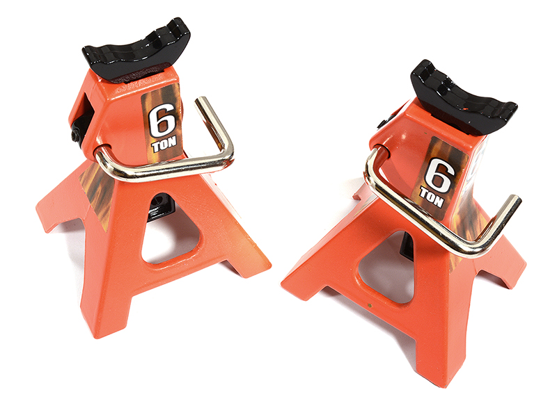 C30079ORANGE Realistic Model 6 Ton Jack Stands (2) for 1/10, 1/8 Scale & Rock Crawler - Image 1