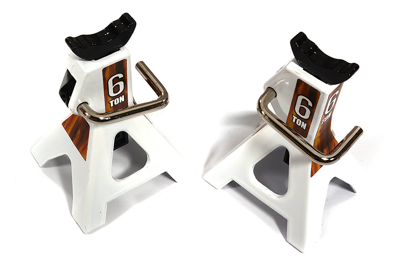 C30079WHITE Realistic Model 6 Ton Jack Stands (2) for 1/10, 1/8 Scale & Rock Crawler - Image 1