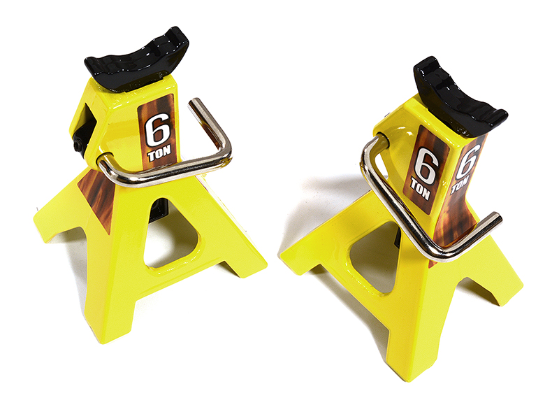 C30079YELLOW Realistic Model 6 Ton Jack Stands (2) for 1/10, 1/8 Scale & Rock Crawler - Image 1