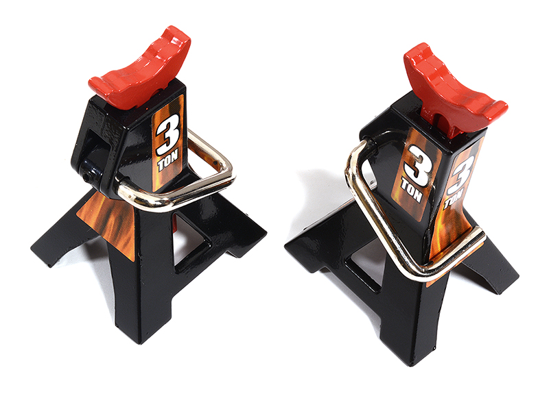 C30080BLACK Realistic Model 3 Ton Jack Stands (2) for 1/10, 1/8 Scale & Rock Crawler - Image 1