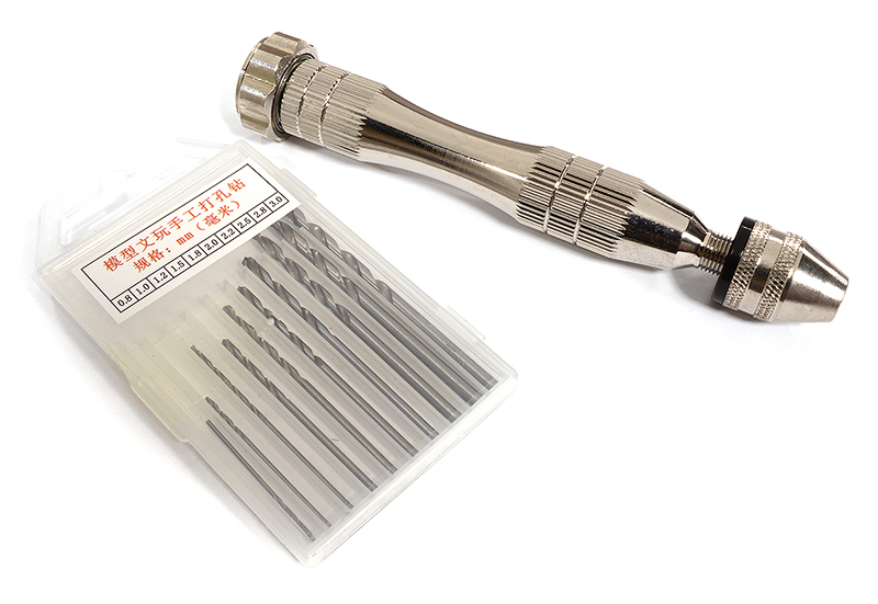 C30111SILVER Precision Hand Drill Tool w/ Drill Bits (0.8-3mm) for Model Building - Image 1