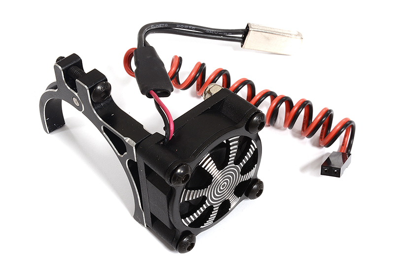 C30116BLACK Alloy Motor Mount + Cooling Fan for TRX-4 & SCX10 (Motor: 36mm O.D.) - Image 1