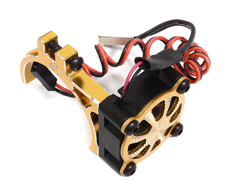 C30116GOLD Alloy Motor Mount + Cooling Fan for TRX-4 & SCX10 (Motor: 36mm O.D.) - Image 1
