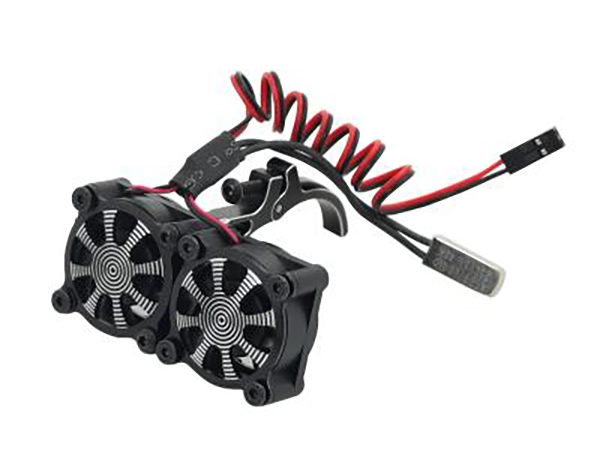 C30123BLACK Alloy Mount + Thermo Controlled Twin Cooling Fan for Motor 36mm O.D. - Image 1