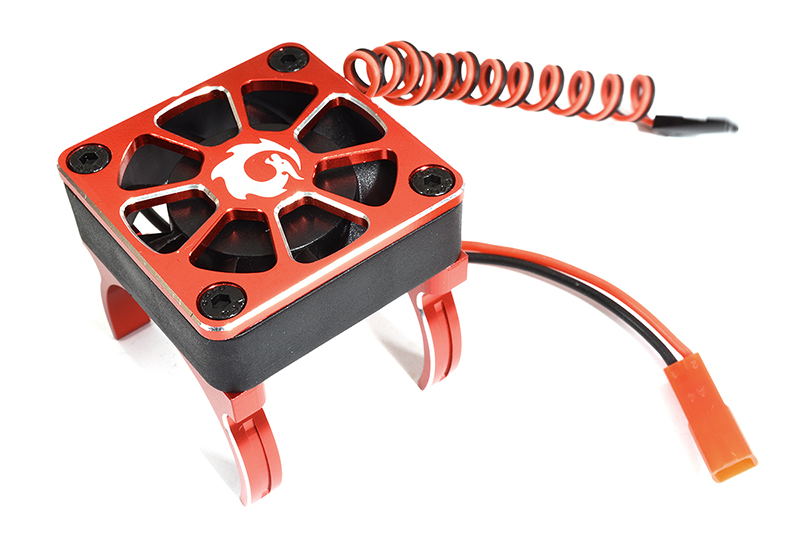 C30157RED Alloy Motor Mount + 40x40mm Cooling Fan for 1/10 Scale (Motor: 36mm O.D.) - Image 1