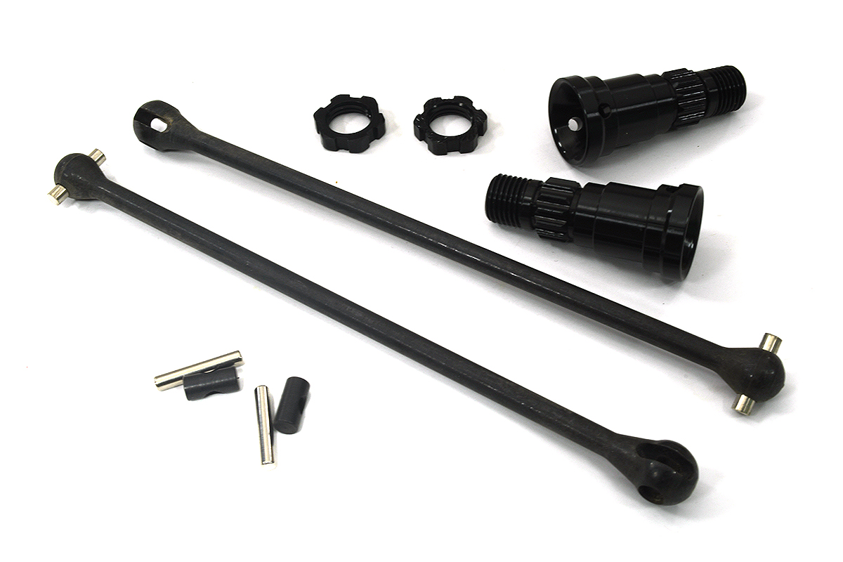 C30192BLACK Black Universal Drive Shafts with Stub Axles Pair for Traxxas 8S X-Maxx 4X4 7750 - Image 1