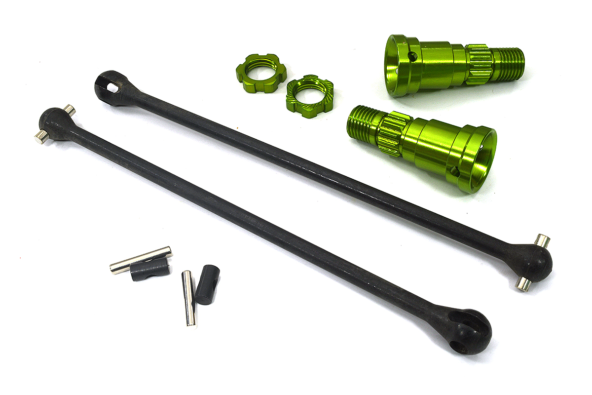 C30192GREEN Universal Green Drive Shafts with Stub Axles (2) for Traxxas 8S X-Maxx 4X4 7750 - Image 1