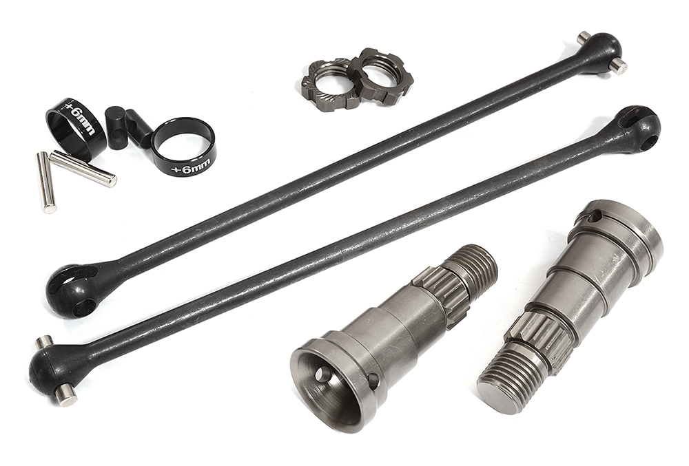 C30193GREY Universal Drive Shafts w/ +6mm Ext. Stub Axles (2) for TRX 8S X-Maxx 4X4 7750X - Image 1