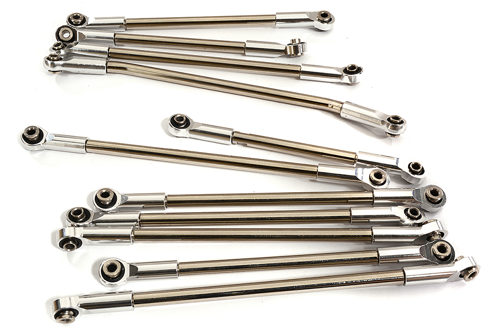 C30196SILVER Billet Machined Linkage (11) Set for Element RC 1/10 Scale Enduro Sendero - Image 1