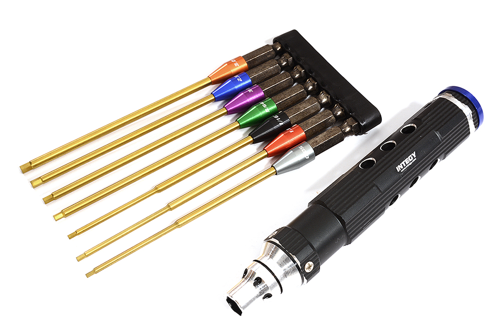 C30218BLUE QuickPit 7 Sizes, Wrench w/ Allen Hex Tip Set (0.05 1.5 1/16 5/64 2.5 3/32 3.0) - Image 1