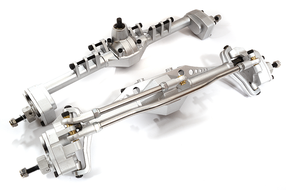 C30319SILVER Machined Front & Rear Axle Assembly for 1/10 Capra 1.9 Unlimited 232004 232005 - Image 1
