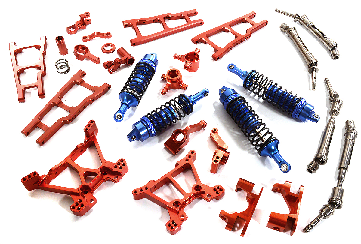 C30365RED Alloy Conversion Hop-Up Kit for Traxxas 1/10 Slash 4X4 - Image 1