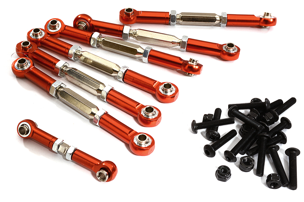 C30567RED Turnbuckle Set (7) 73mm, 38mm for 1/10 Traxxas Slash 4X4 3643 3644 5539 6846 - Image 1