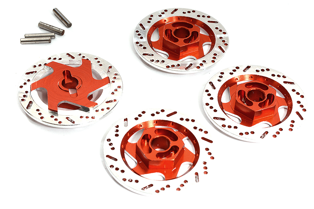 C30568RED Realistic Alloy Machined Brake 12mm Hex Hub Set for 1/10 Scale On-Road - Image 1