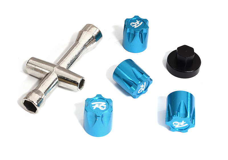 C30572 Realistic Billet Machined M4 Size Wheel Nut for 1/10 Scale w/ Wrench - Image 1