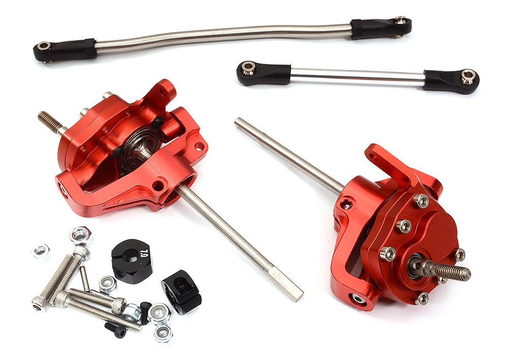 C30575RED Alloy Machined Front Portal Axle Conversion for Axial 1/10 SCX10 II - Image 1
