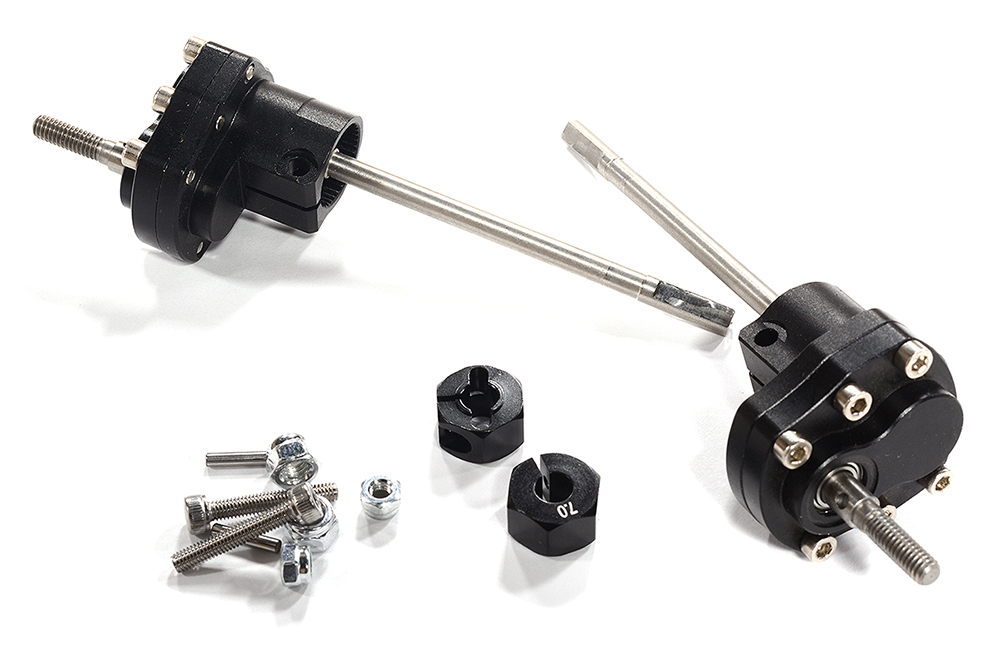 C30576BLACK Alloy Machined Rear Portal Axle Conversion for Axial 1/10 SCX10 II - Image 1