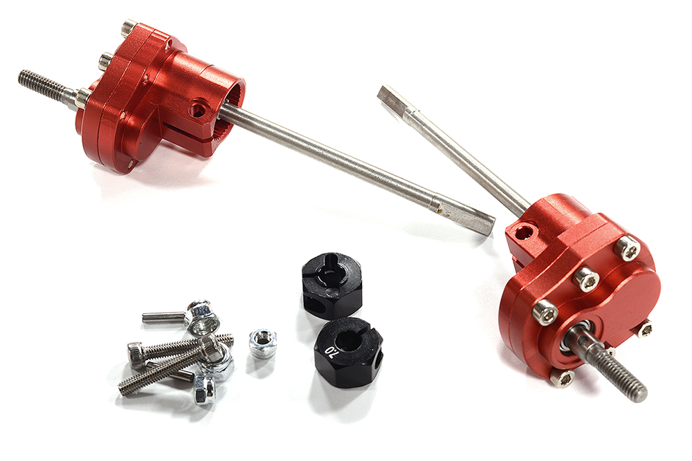 C30576RED Alloy Machined Rear Portal Axle Conversion for Axial 1/10 SCX10 II - Image 1