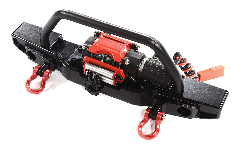 C30601BLACK Realistic Front Bumper w/ LED & Power Winch for Axial SCX10 III Scale Crawler - Image 1