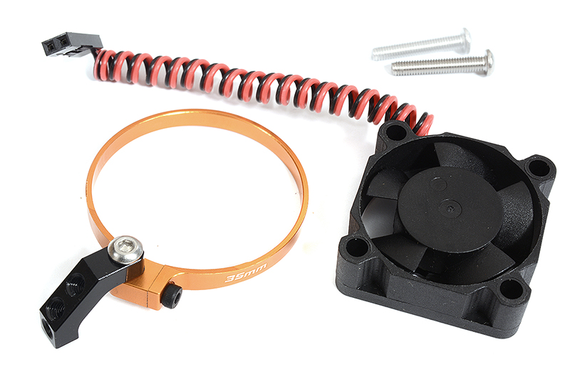 C30604ORANGE 30x30x10mm High Speed Cooling Fan+Clamp Type Mount for 35mm O.D. Motor - Image 1
