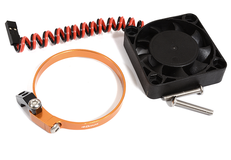 C30606ORANGE 40x40x10mm High Speed Orange Cooling Fan+Clamp Type Mount for 40mm O.D. Motor - Image 1
