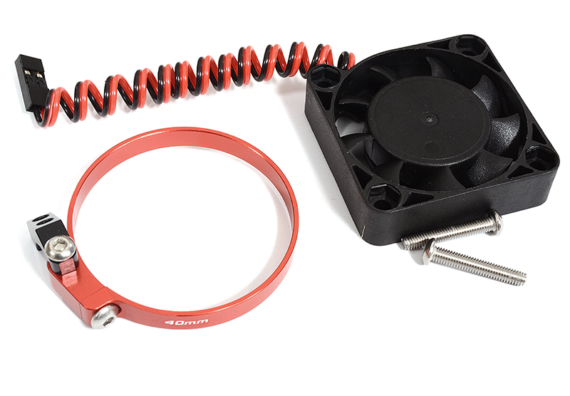 C30606RED 40x40x10mm High Speed Red Cooling Fan with Clamp Mount for 40mm O.D. Motor - Image 1
