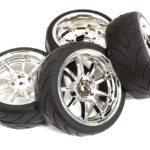 9 Spoke Complete Wheel & Tire Set (4) for 1/10 Touring Car W=26mm Offset 6.5mm