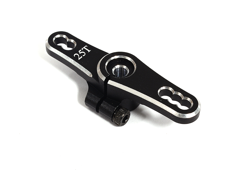 C30648BLACK Black Billet Machined Alloy Servo Horn 25T (r=16, 18mm & 13, 15.5 & 18mm) - Image 1